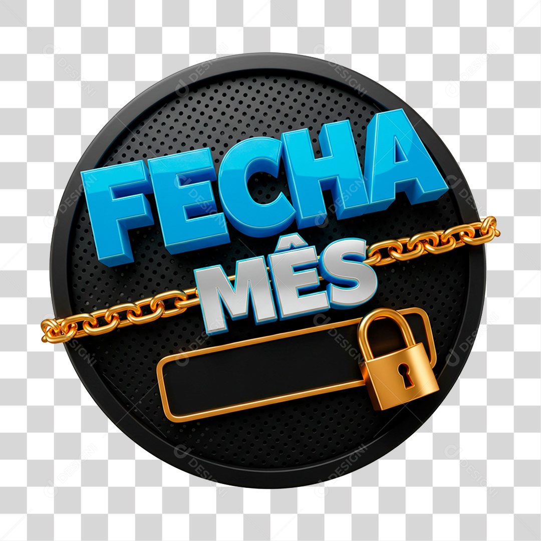 Selo 3D Fecha Mês PNG Transparente