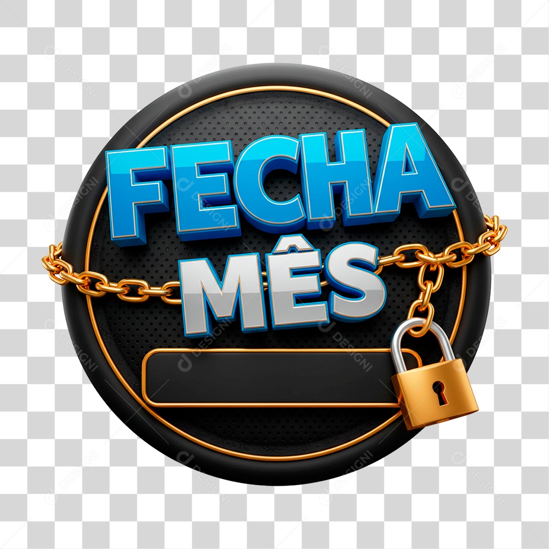Selo 3D Fecha Mês PNG Transparente