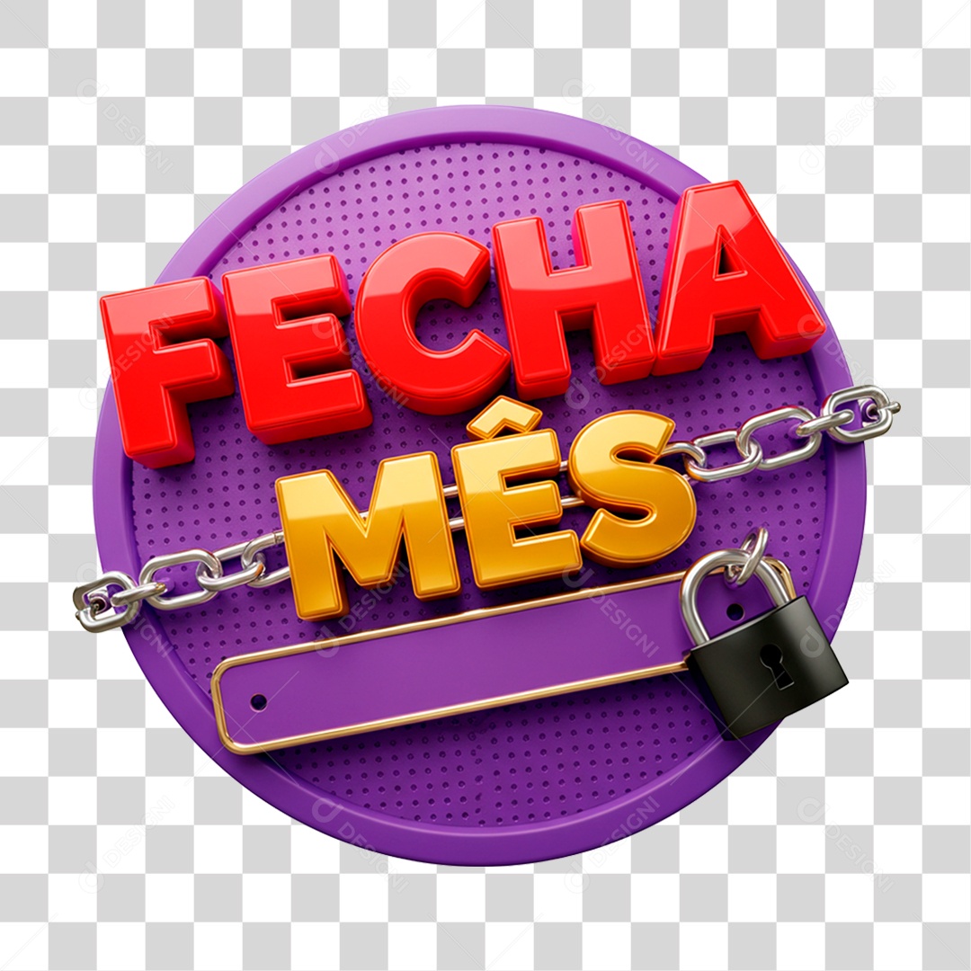 Selo 3D Fecha Mês PNG Transparente