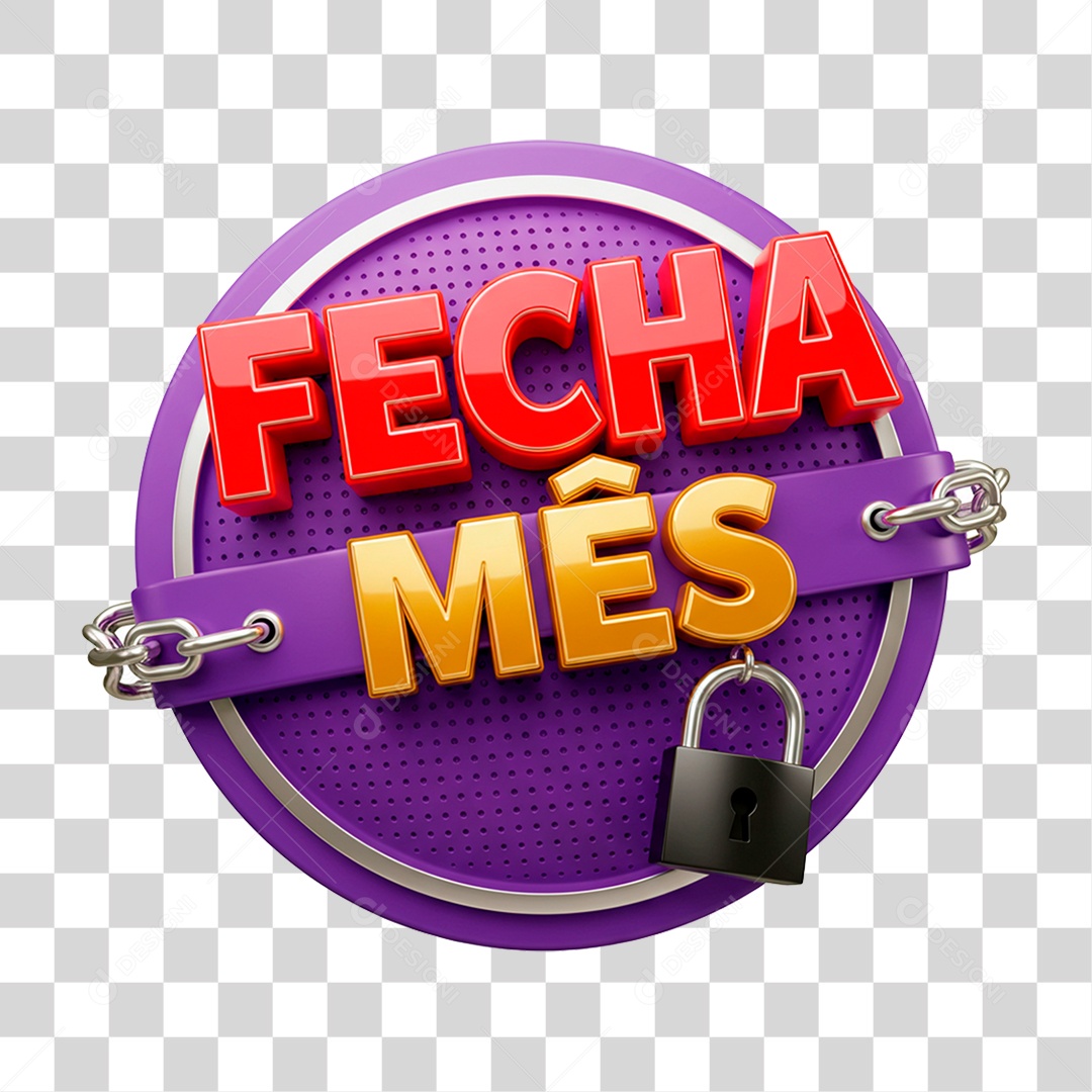 Selo 3D Fecha Mês PNG Transparente