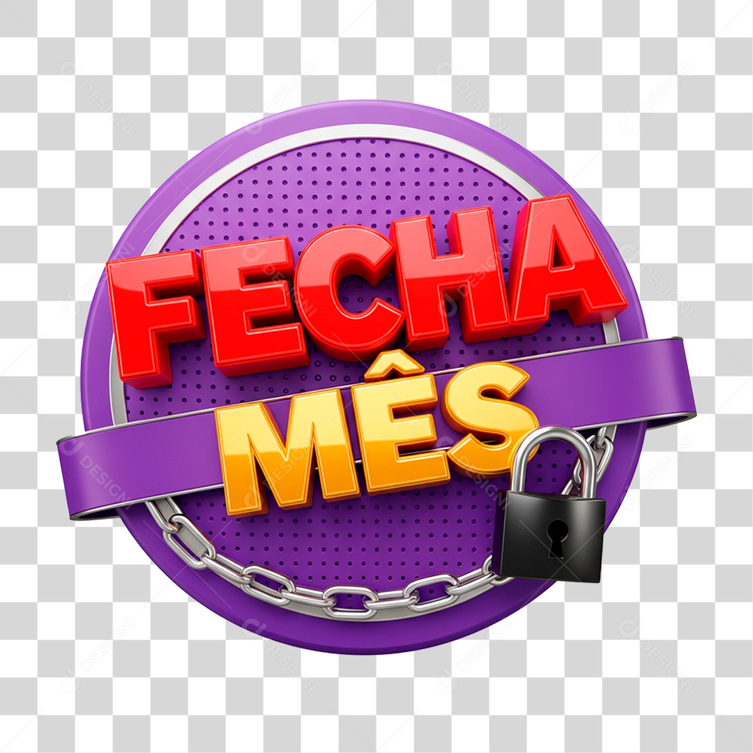 Selo 3D Fecha Mês PNG Transparente