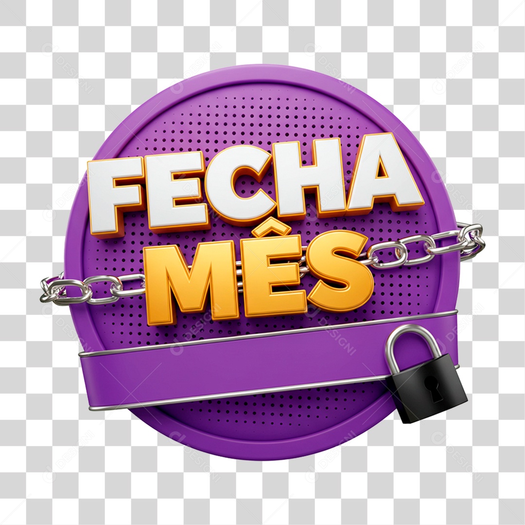 Selo 3D Fecha Mês PNG Transparente