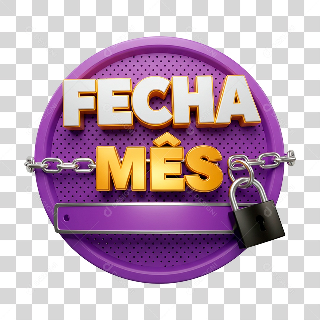 Selo 3D Fecha Mês PNG Transparente