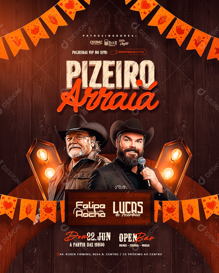 Flyer Pizeiro Arraiá Social Media PSD Editável