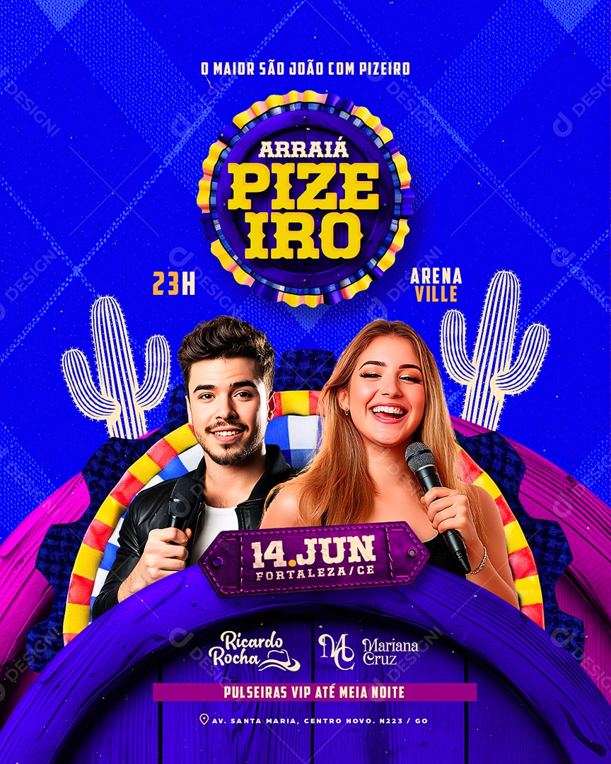 Flyer Arraiá Pizeiro Social Media PSD Editável