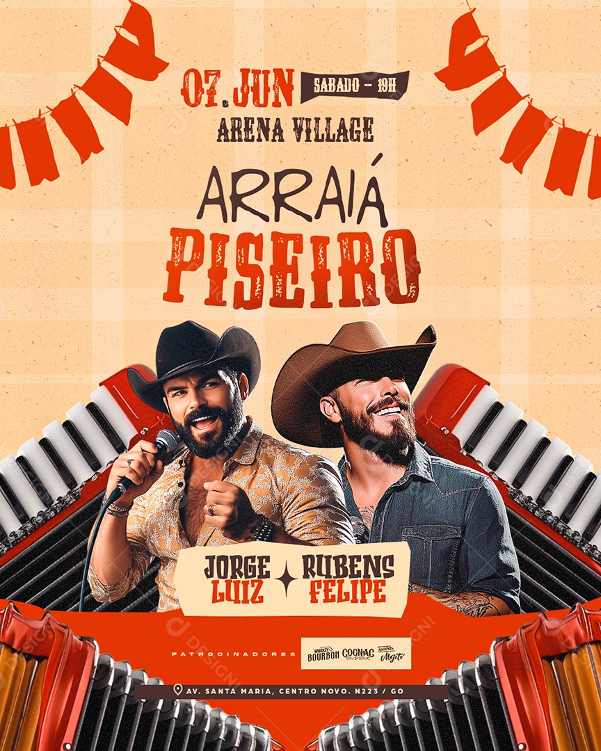 Flyer Arraiá Piseiro Social Media PSD Editável