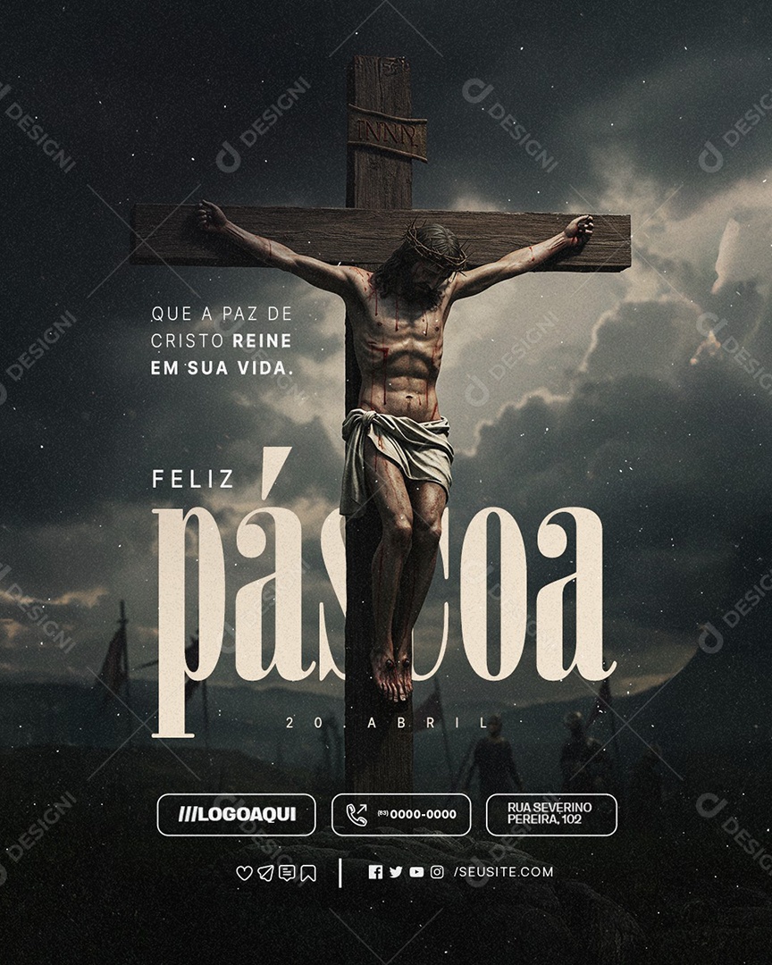 Social Media Feliz Páscoa 20 de Abril PSD Editável