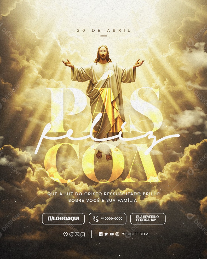 Feliz Páscoa 20 de Abril Social Media PSD Editável