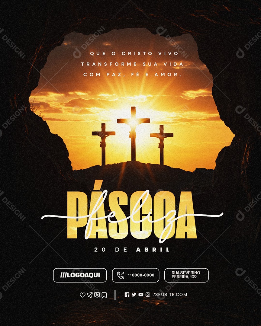 Feliz Páscoa 20 de Abril Social Media PSD Editável