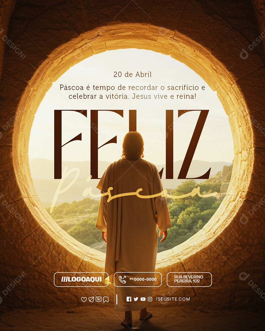 Feliz Páscoa 20 de Abril Social Media PSD Editável