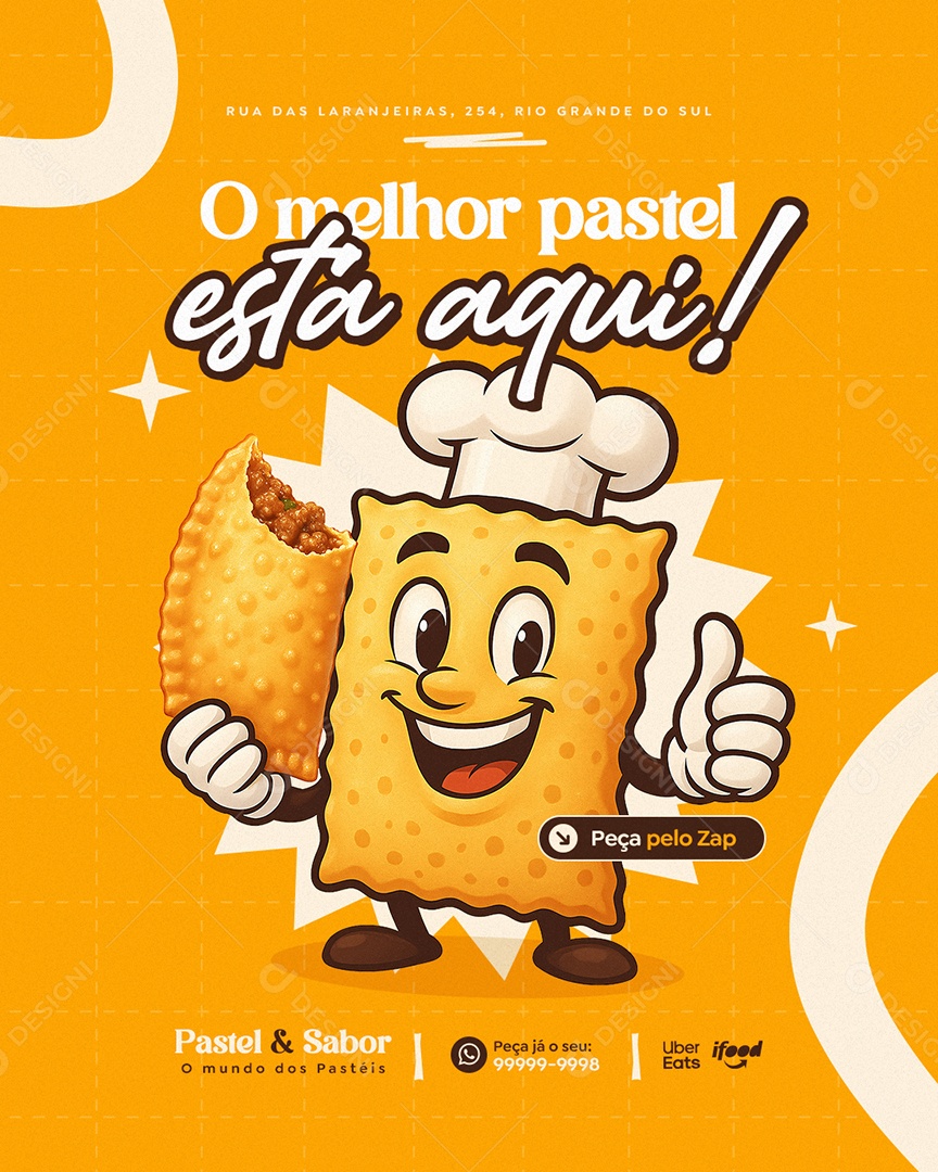 Pastelaria O Melhor Pastel Está Aqui Social Media PSD Editável