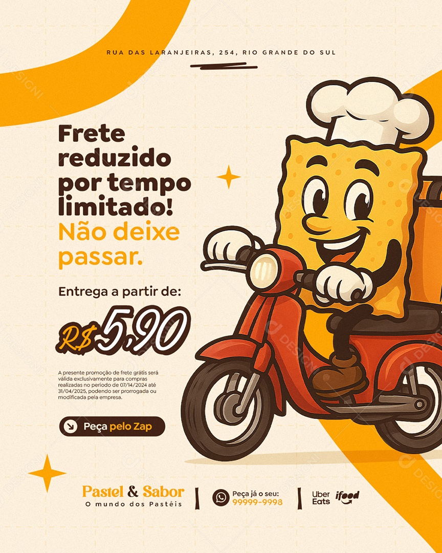 Pastelaria Frete Reduzido por Tempo Limitado Social Media PSD Editável