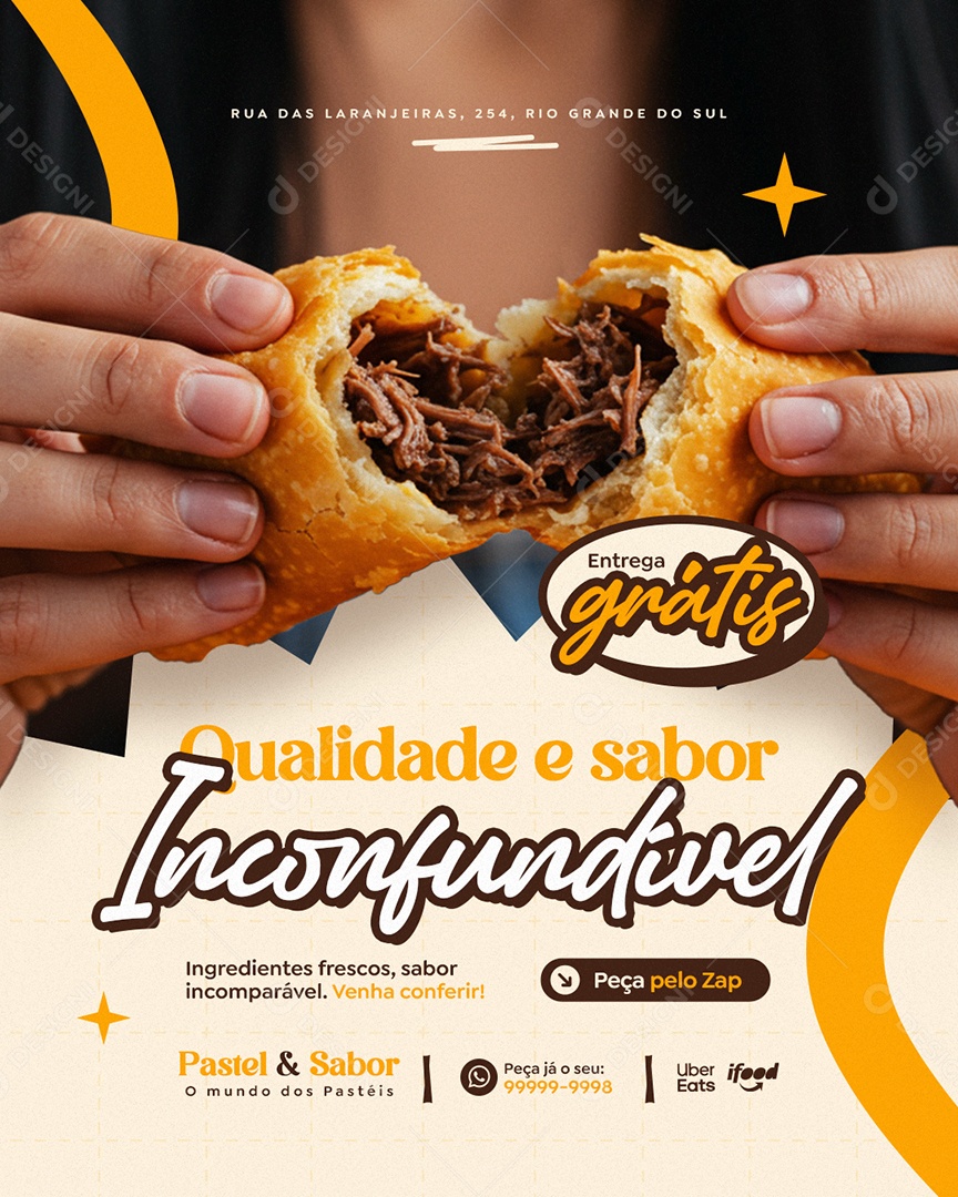 Pastelaria Entrega Grátis Qualidade e Sabor Inconfundível Social Media PSD Editável