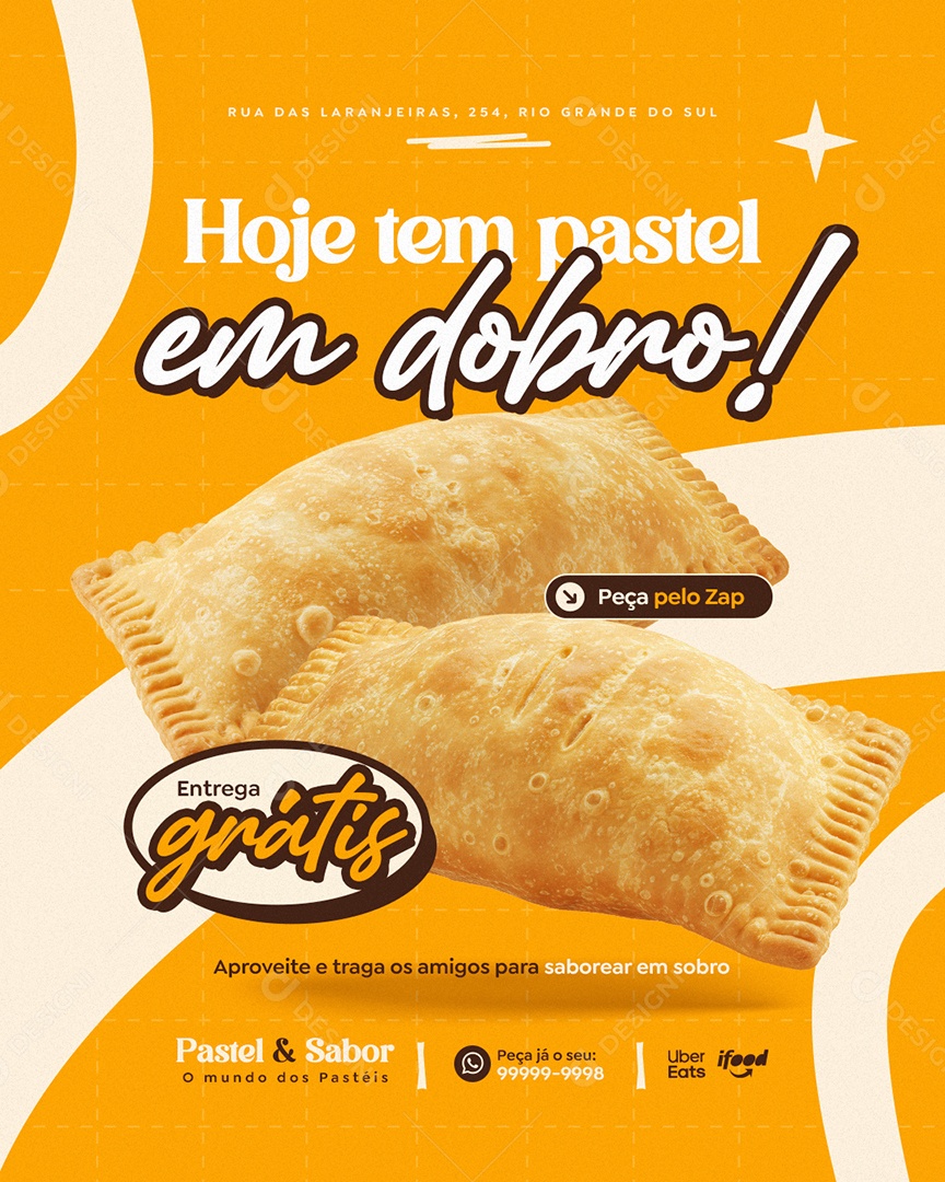 Pastelaria Hoje Tem Pastel em Dobro Social Media PSD Editável