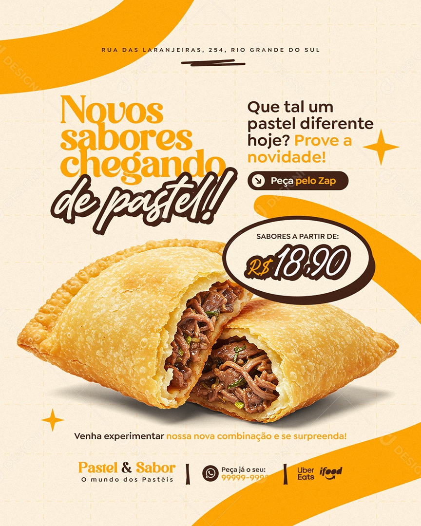 Pastelaria Novos Sabores Chegando de Pastel Social Media PSD Editável
