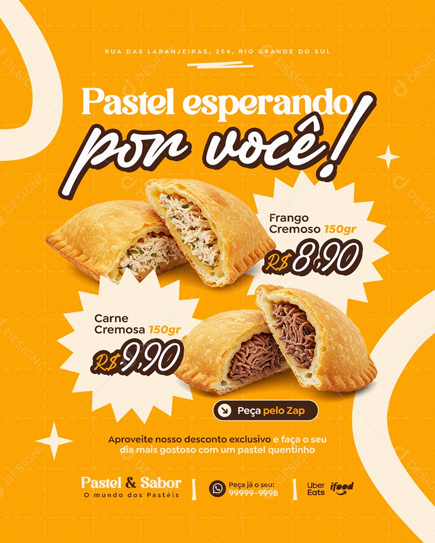 Pastelaria Pastel Esperando Pastel Cremoso Social Media PSD Editável