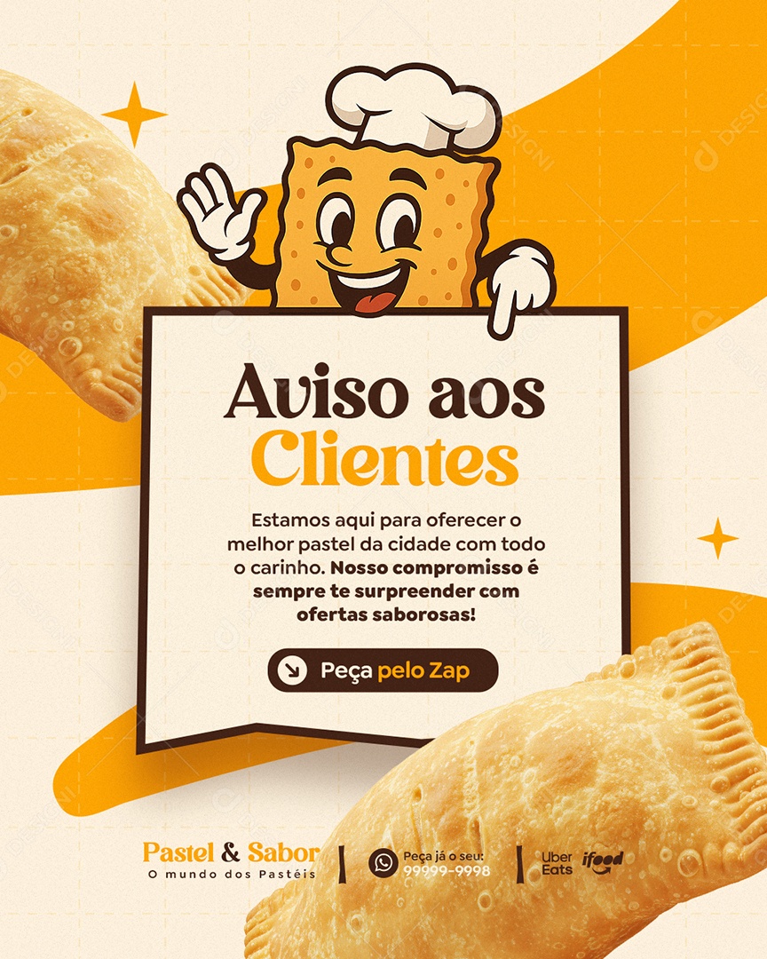 Pastelaria Aviso aos Clientes Social Media PSD Editável