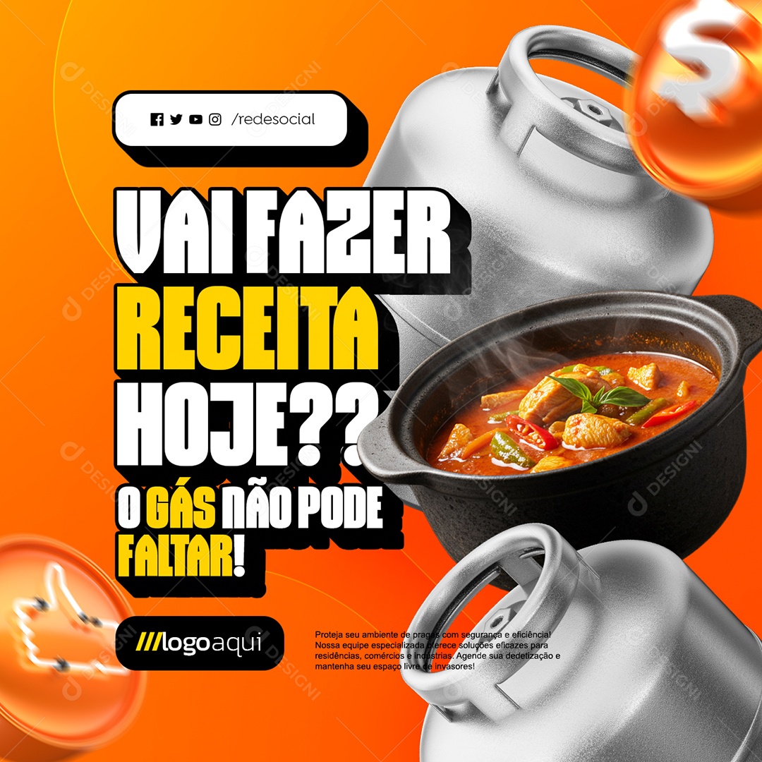 Gás Vai Fazer Receita Hoje Social Media PSD Editável
