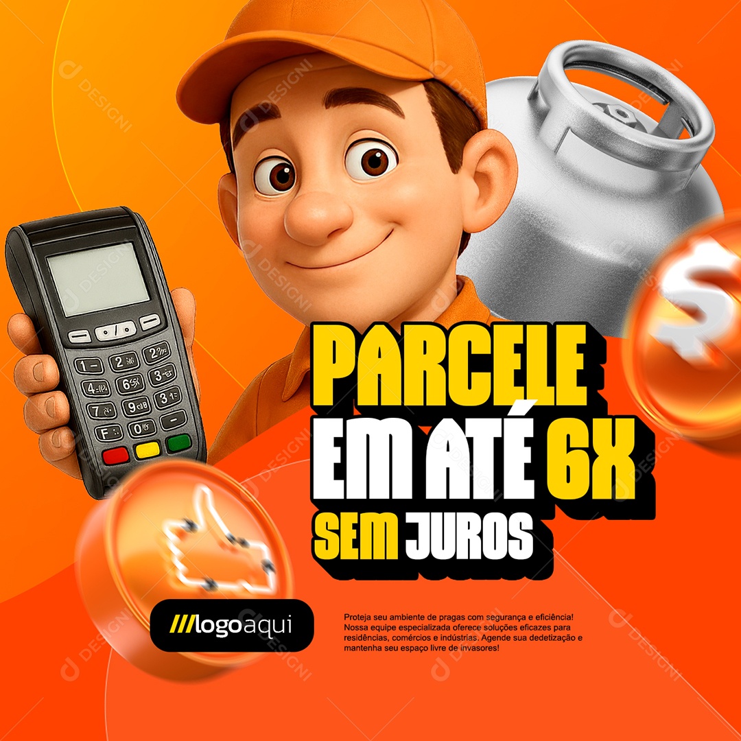 Gás Parcele em Até Seis Vezes Social Media PSD Editável