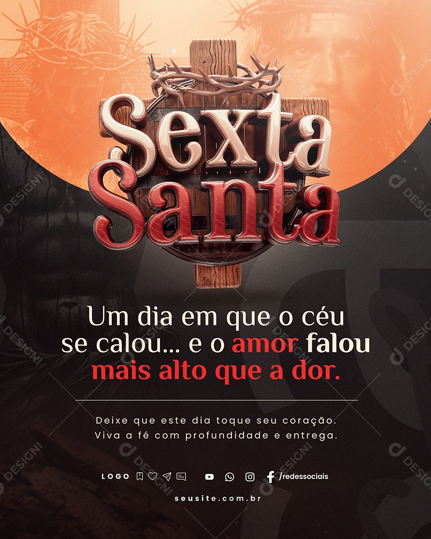Sexta Santa Um Dia em Que o Céu se Calou Social Media PSD Editável