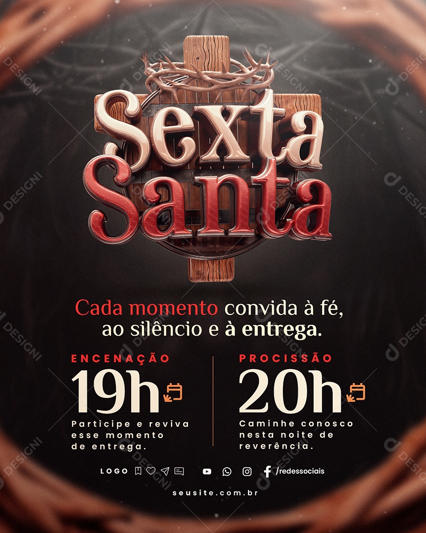 Sexta Santa Cada Momento Convida à Fé Social Media PSD Editável