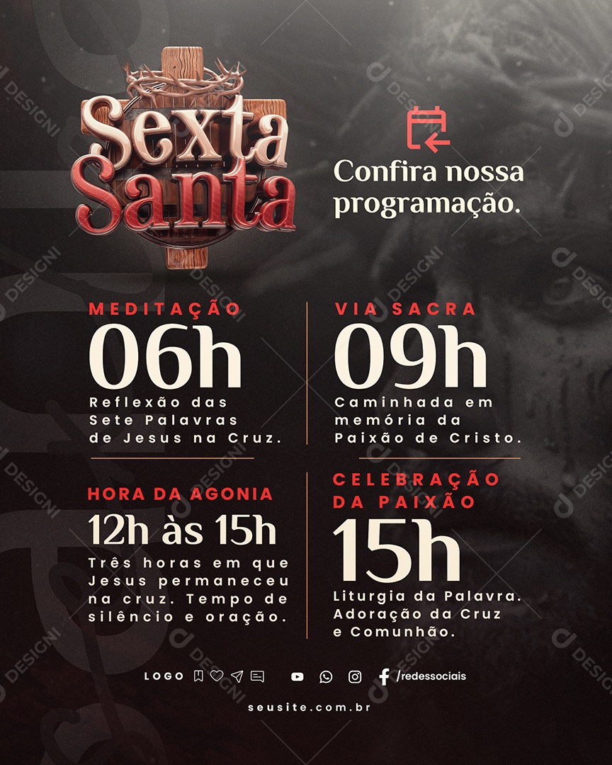 Sexta Santa Confira Nossa Programação Social Media PSD Editável