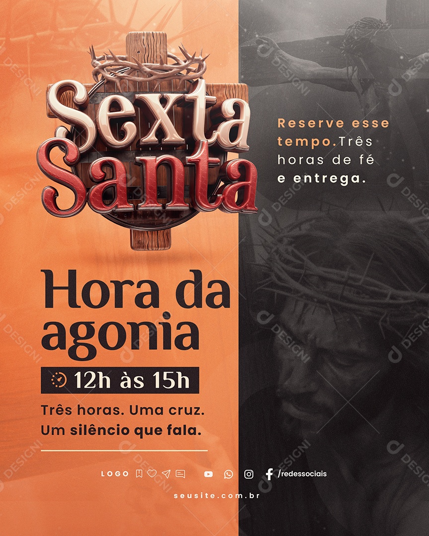 Sexta Santa Hora da Agonia Social Media PSD Editável