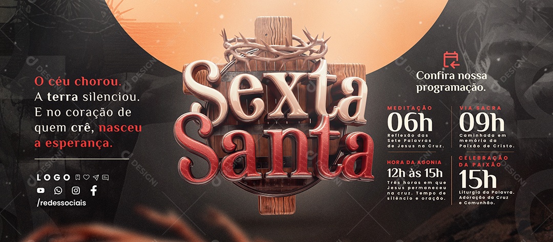 Banner Sexta Santa O Céu Chorou Social Media PSD Editável