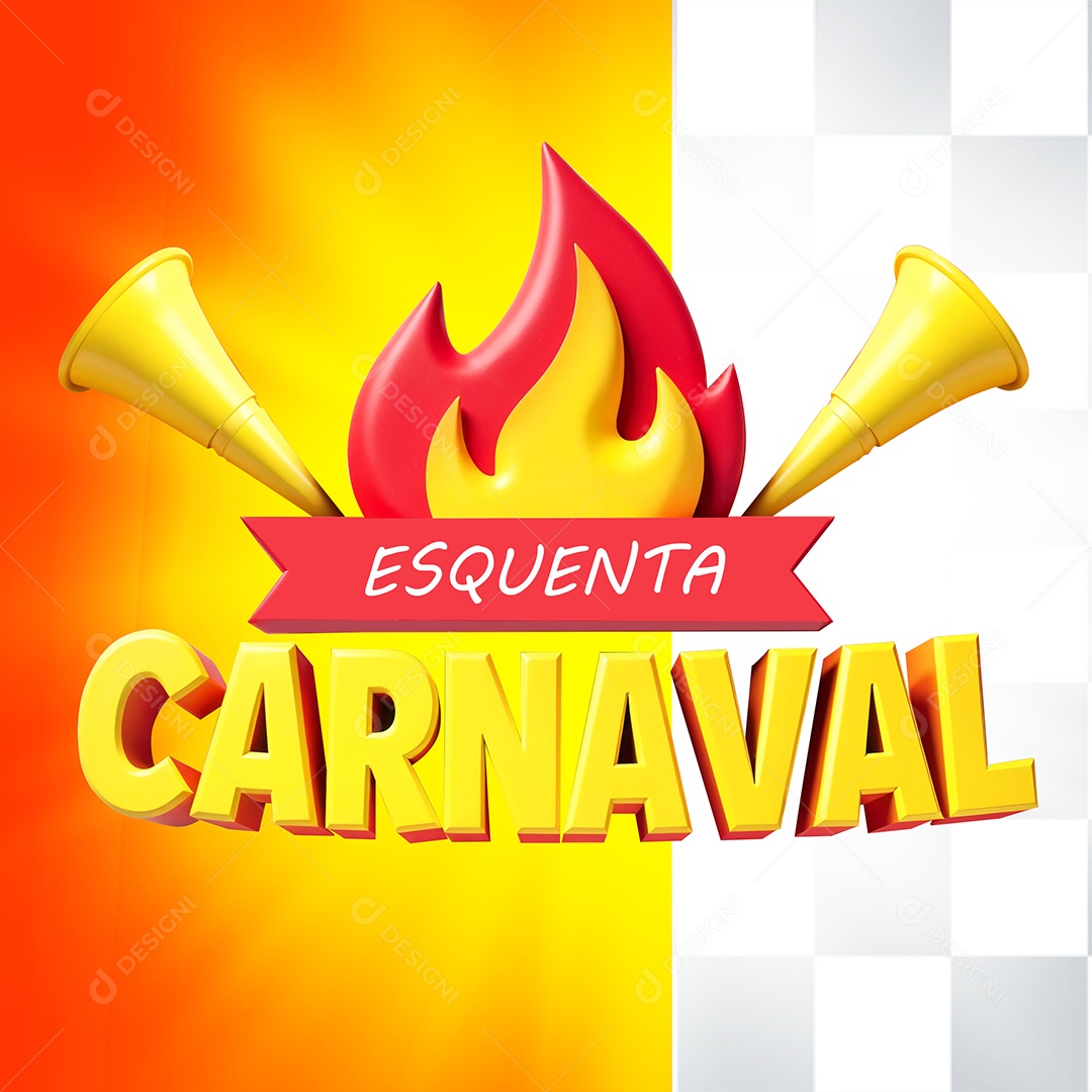 Selo 3D Esquenta Carnaval Para Composição PSD