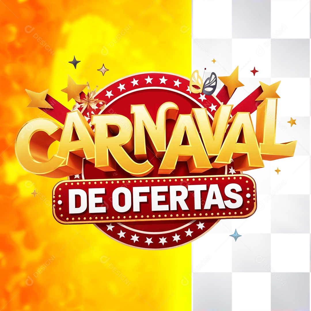 Selo 3D Carnaval de Ofertas Para Composição PSD