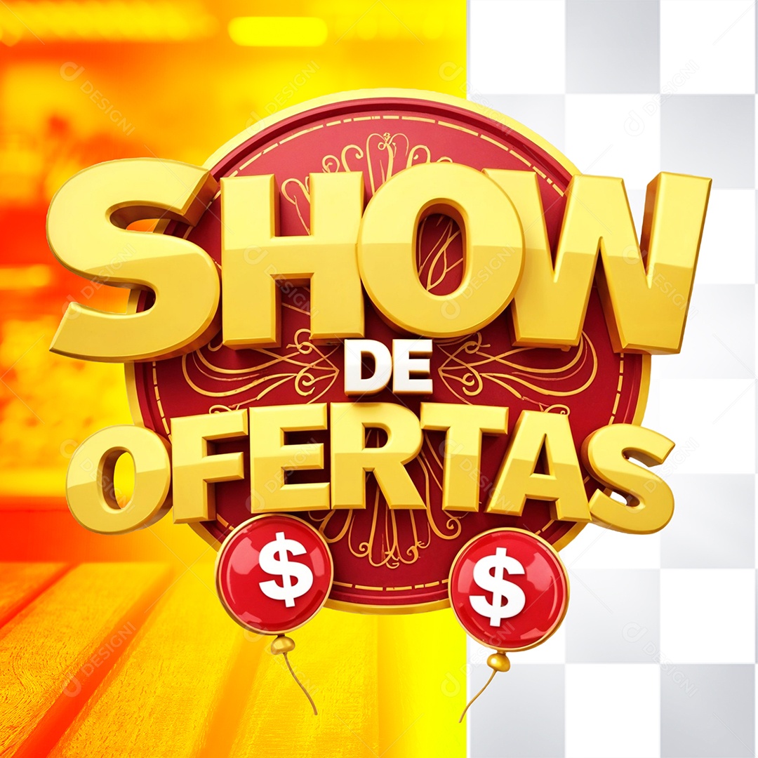 Selo 3D Show de Ofertas Para Composição PSD