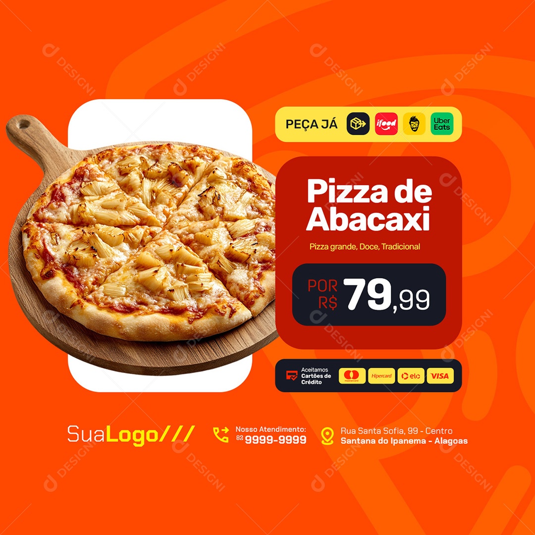 Pizzaria Pizza de Abacaxi Social Media PSD Editável
