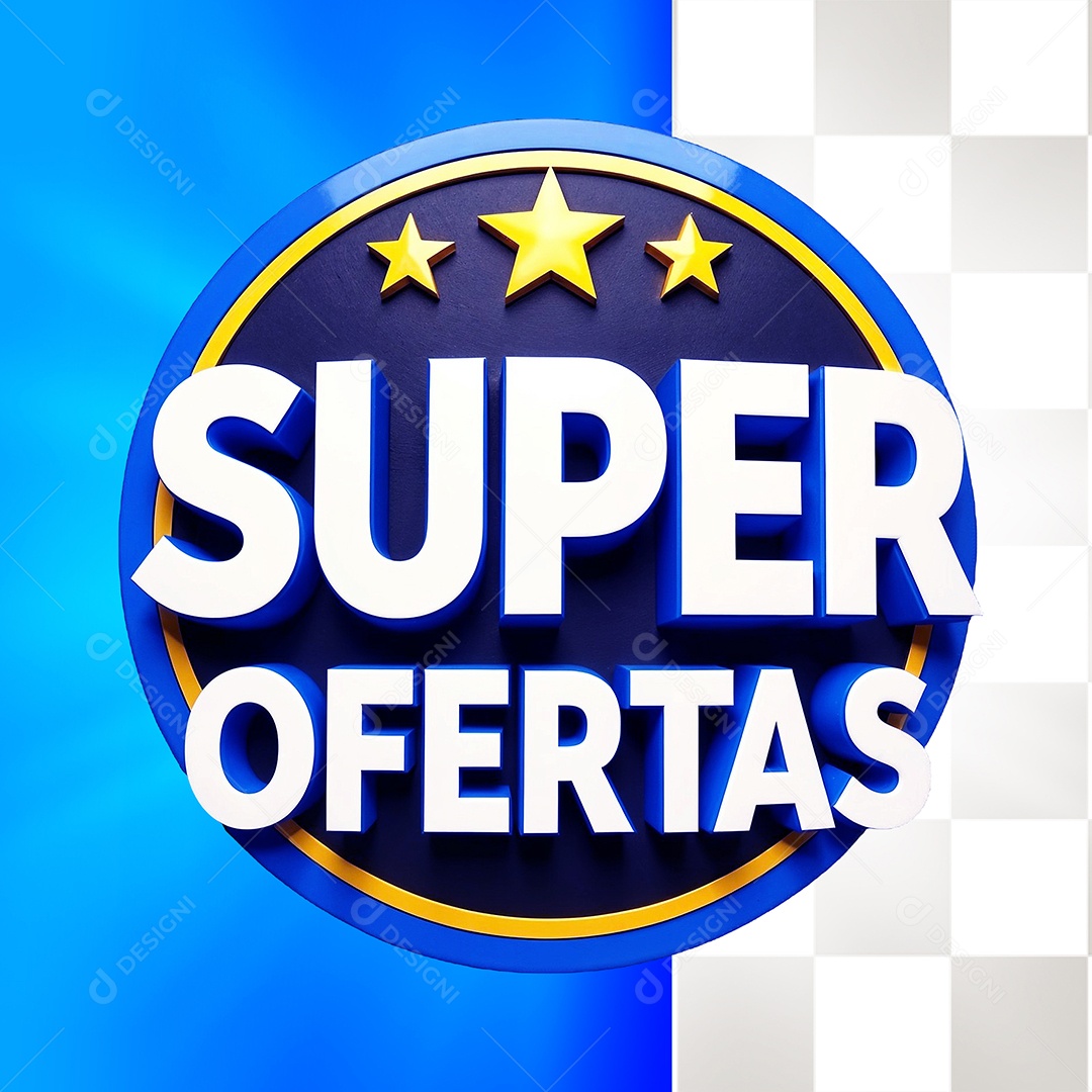 Selo 3D Super Ofertas Para Composição PSD