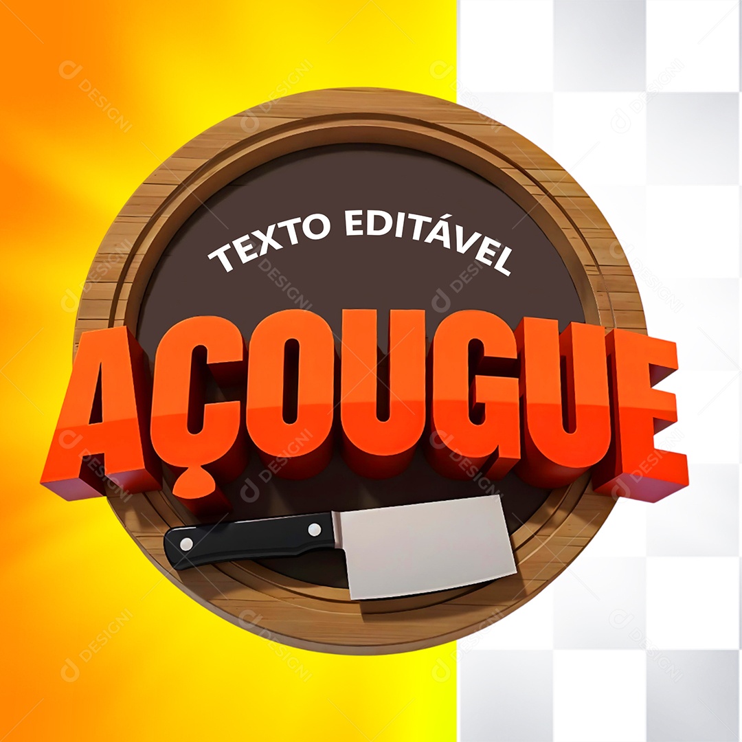 Selo 3D Açougue para Composição PSD