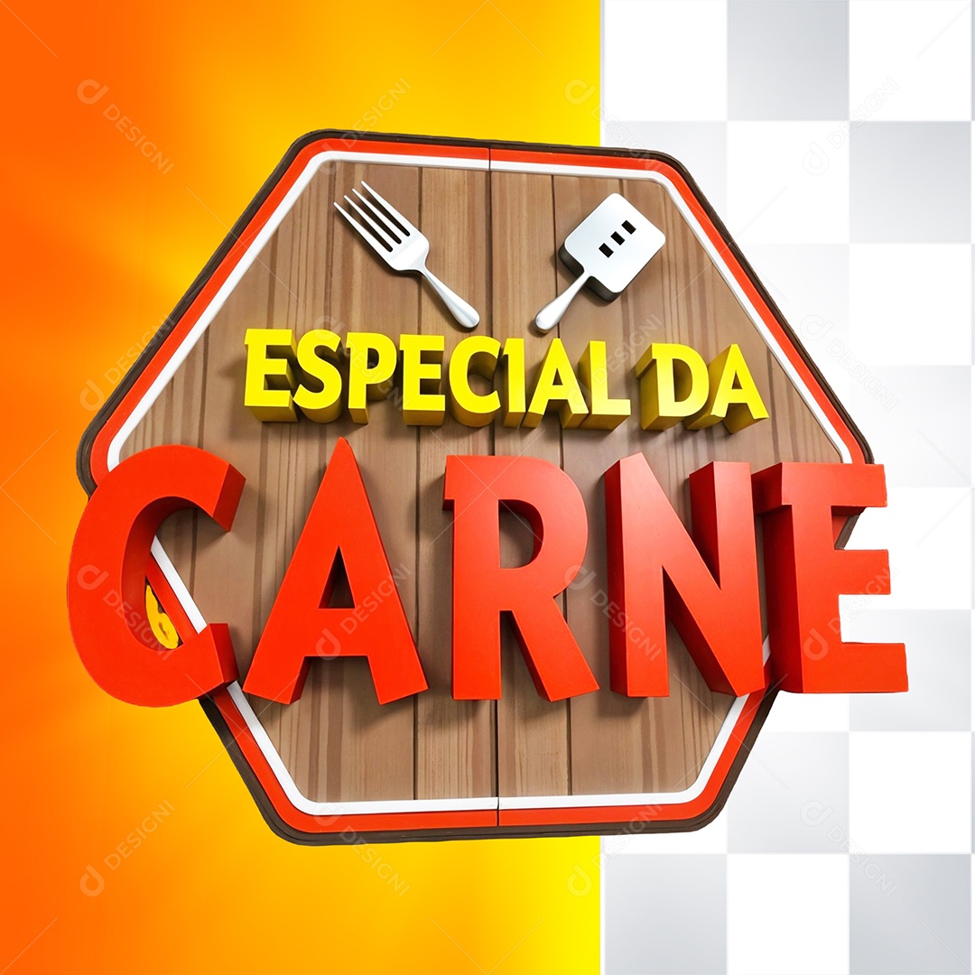 Selo 3D Especial da Carne Para Composição PSD