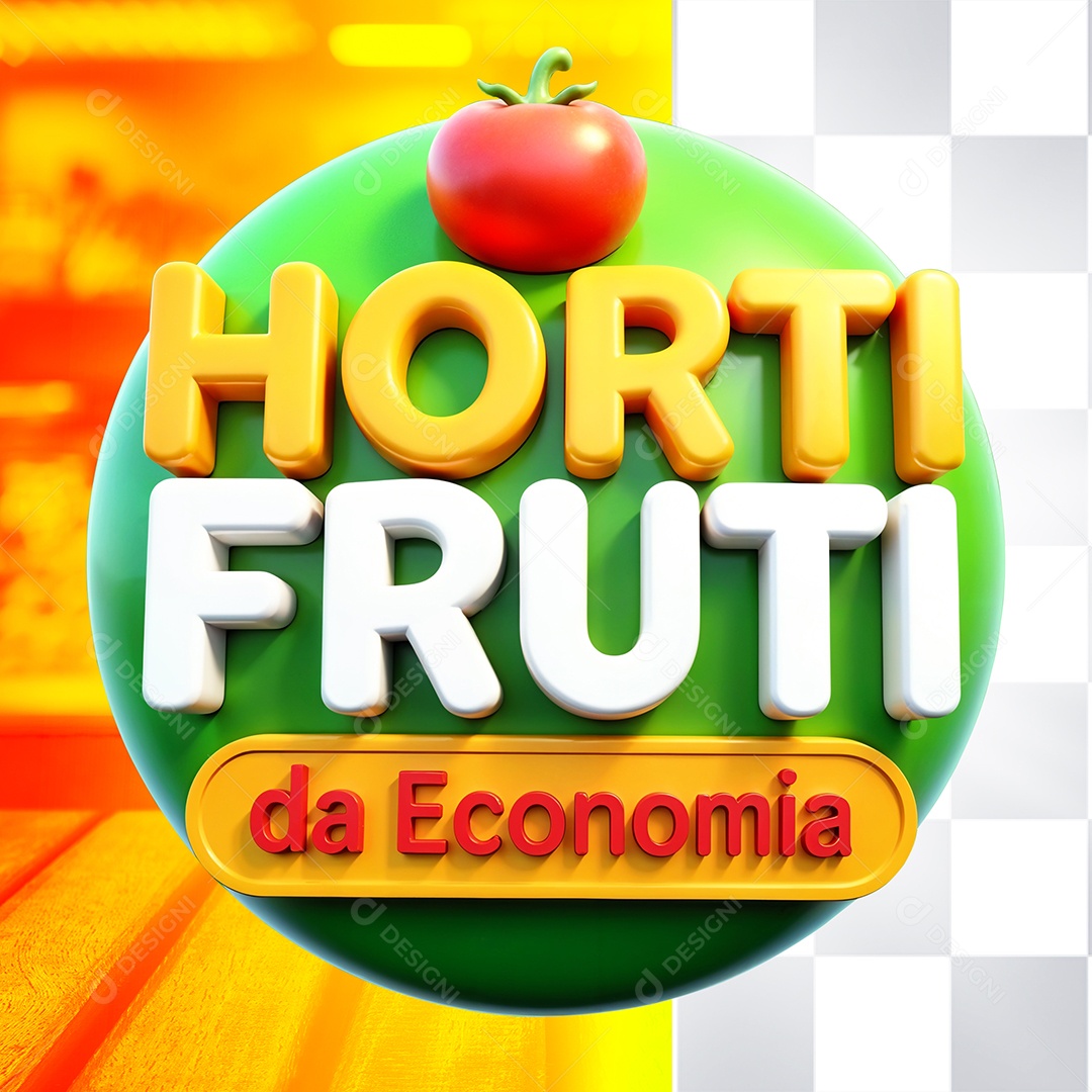 Selo 3D Hortifruti da Economia Para Composição PSD