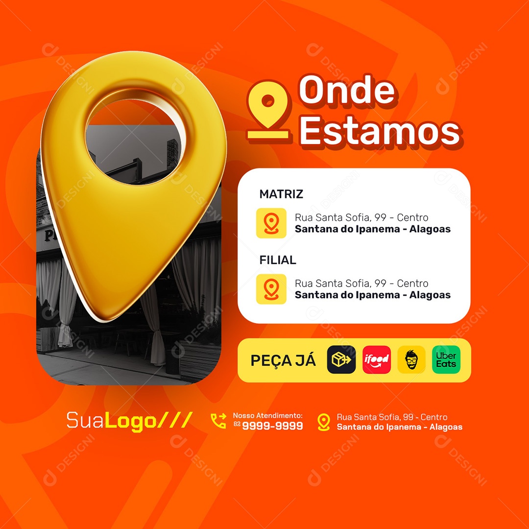 Pizzaria Onde Estamos Social Media PSD Editável