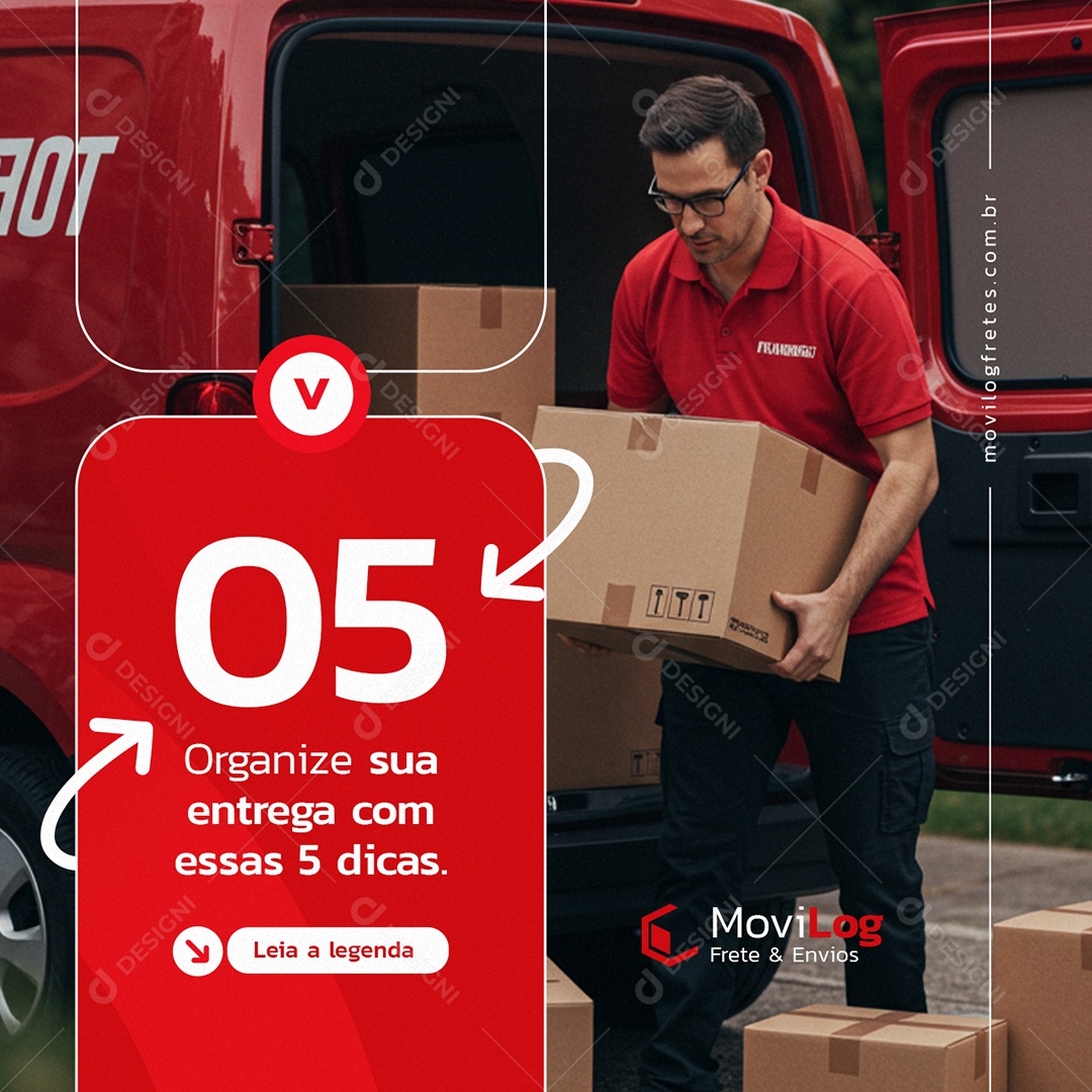 Frete Organize Sua Entrega com Essas Cinco Dicas Social Media PSD Editável