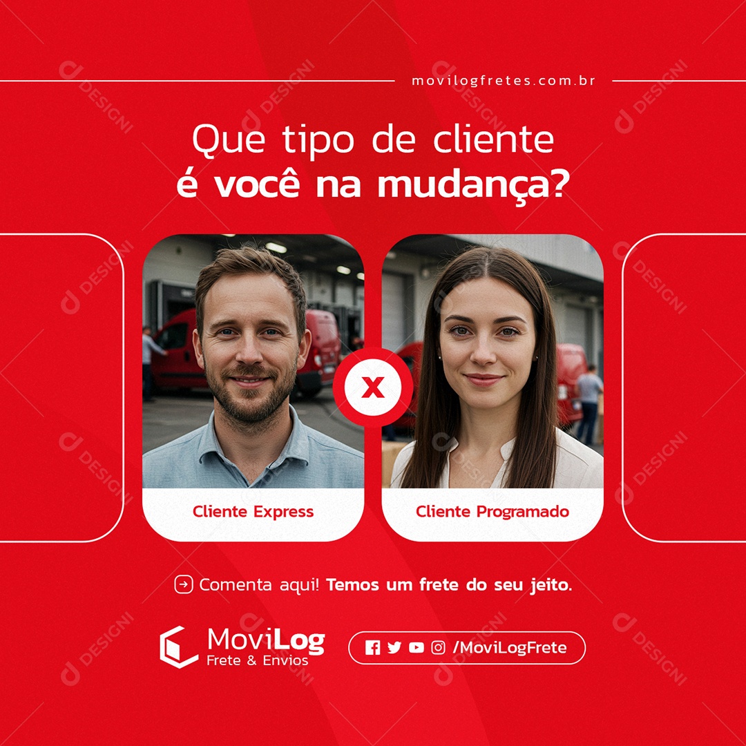 Frete Que Tipo de Cliente é Você na Mudança Social Media PSD Editável