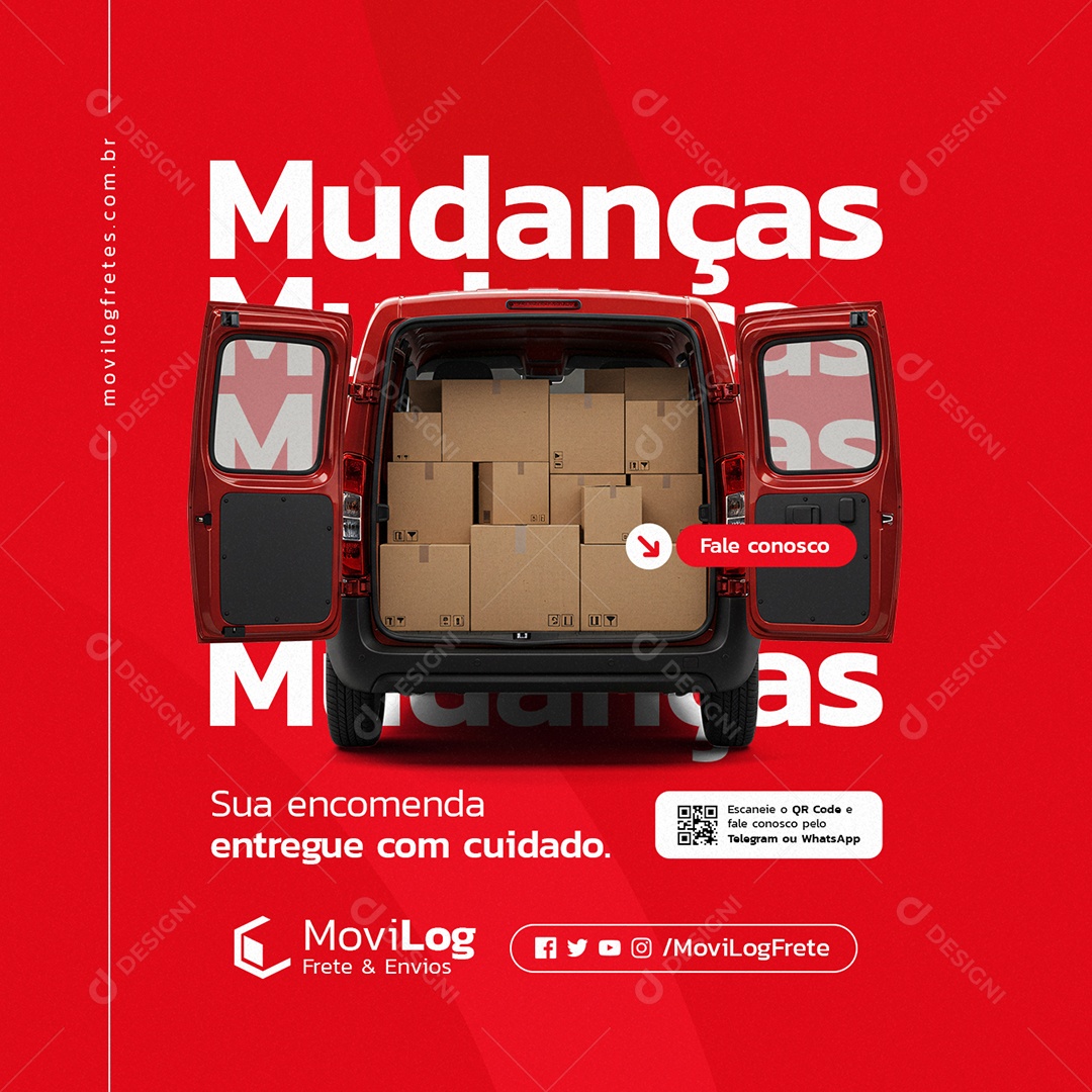 Frete Mudanças Sua Encomenda Entregue com Cuidado Social Media PSD Editável