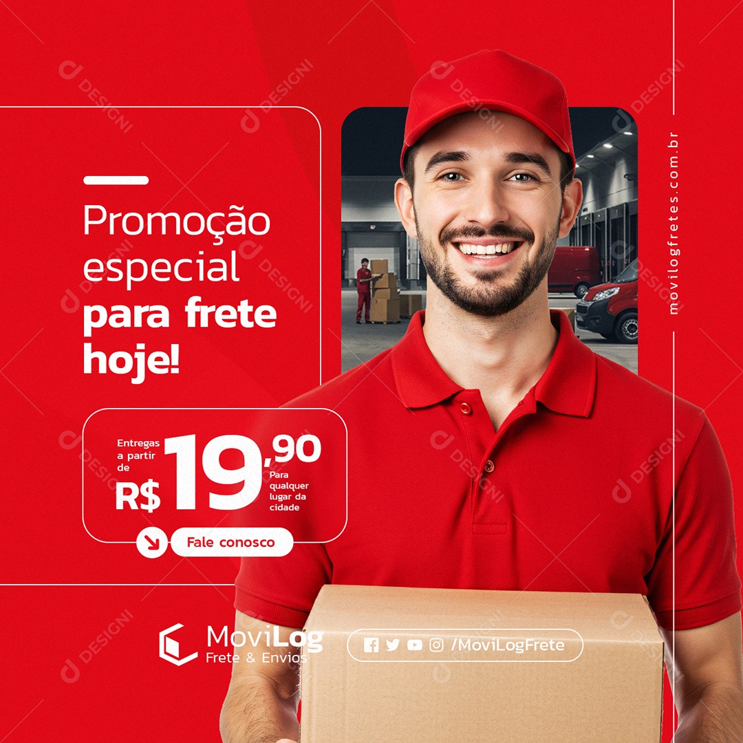 Promoção Especial para Frete Hoje Social Media PSD Editável