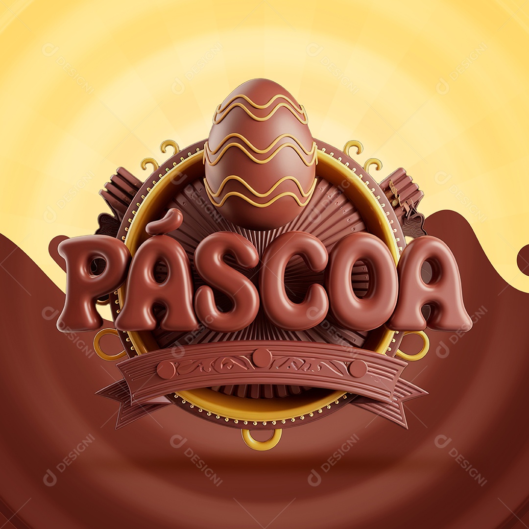 Páscoa Selo 3D para Composição PSD