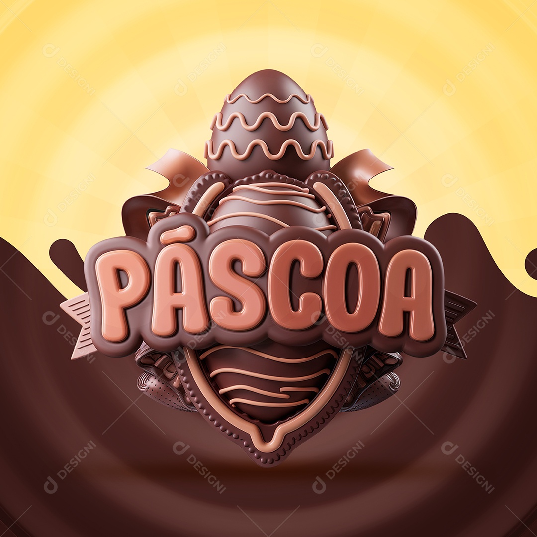 Páscoa Selo 3D para Composição PSD