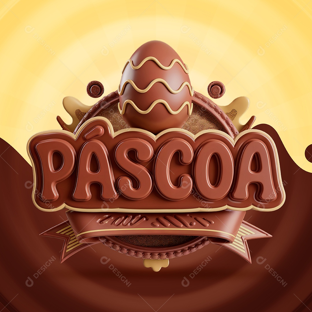 Páscoa Selo 3D para Composição PSD