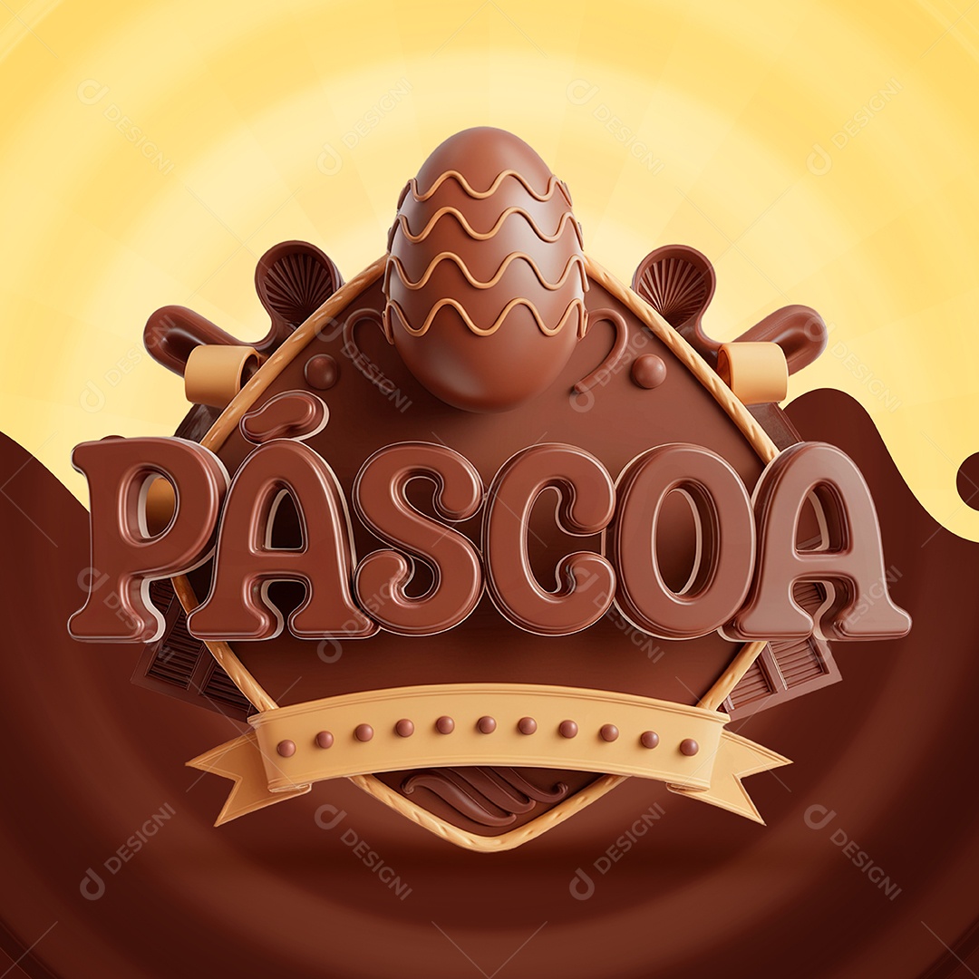 Páscoa Selo 3D para Composição PSD