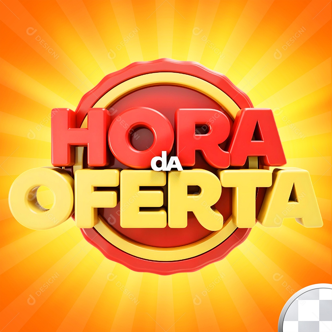 Selo 3D Hora da Oferta para Composição PSD