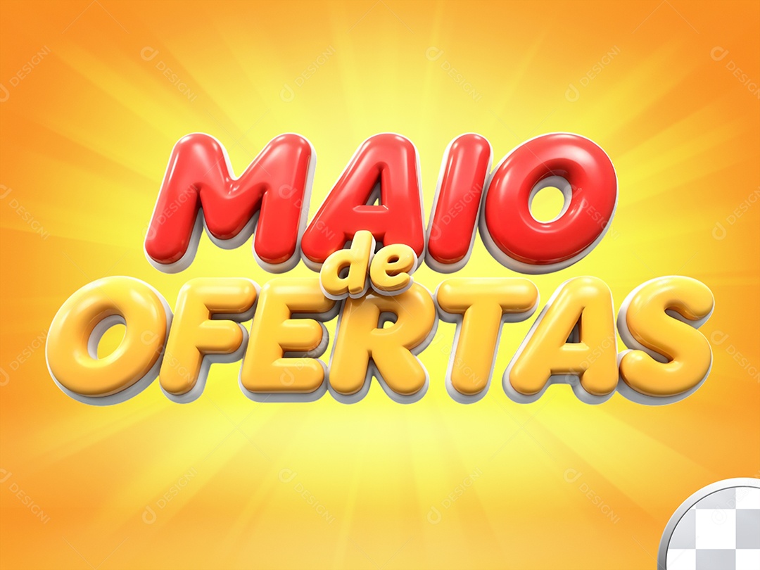 Selo 3D Maio de Ofertas para Composição PSD