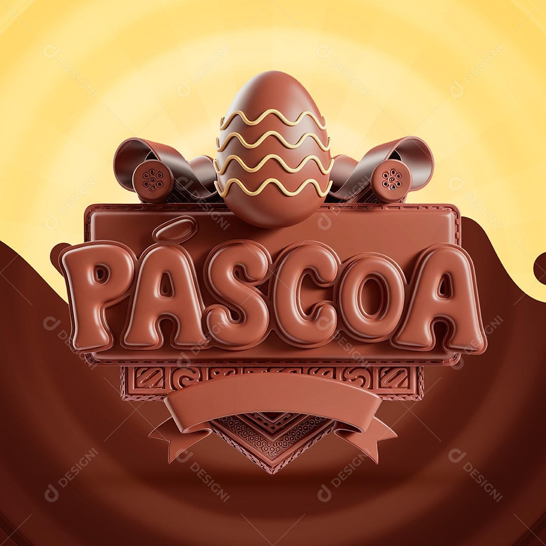 Páscoa Selo 3D para Composição PSD