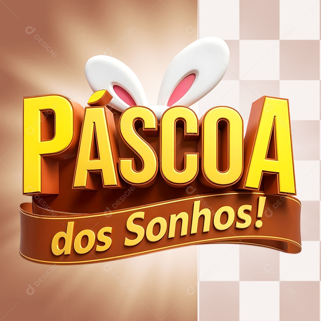 Selo 3D Páscoa Dos Sonhos Para Composição PSD