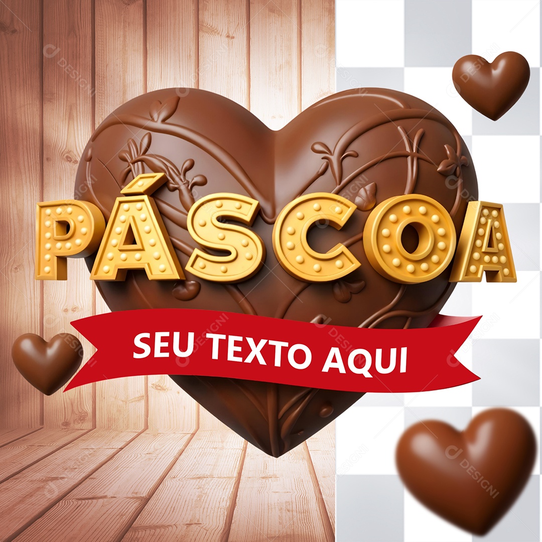 Selo 3D Páscoa Para Composição PSD